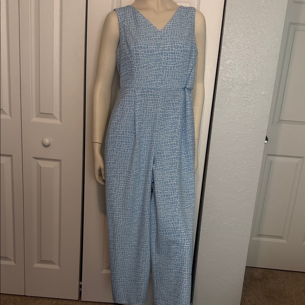 Calvin Klein Collection Light Blue Textured Jumpsuit